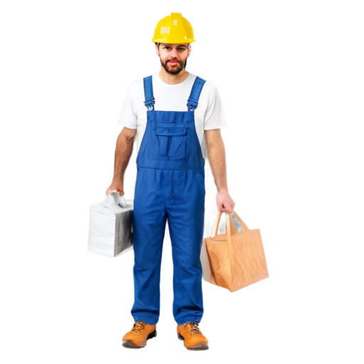 Construction worker carrying tools - icon | sticker