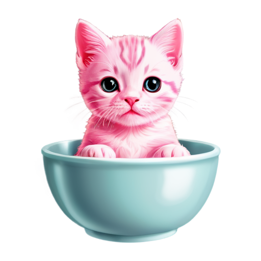 pink kitty milkbowl - icon | sticker