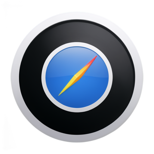 Create a 512x512 icon that combines elements inspired by Chrome and Safari browser logos show in a laptop show case. The icon should have a circular shape with a colorful, vibrant outer ring representing Chrome’s colors (red, yellow, green, blue). The inner circle should be predominantly blue, similar to Safari’s theme, and include a subtle compass-like element in the center to resemble Safari's design. The overall style should be modern and clean, avoiding any direct replication of copyrighted logos. - icon | sticker