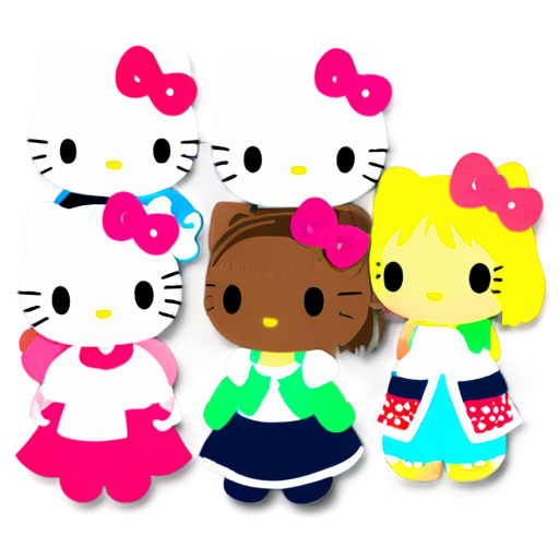 school hello kitty with friends - icon | sticker