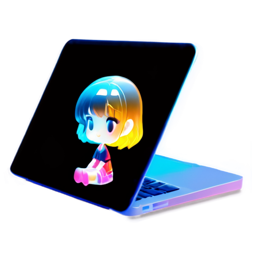 girl sitting on macbook - icon | sticker