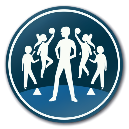 Emblem group of persons, students, round on background, stylized, local climbing group, emblem without text, group A - icon | sticker