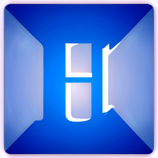 A bold, uppercase letter "H" as the central element. The icon should be easily recognizable at small sizes, like a favicon, so the "H" should remain simple and not overly complex. The icon should be white on a blue background and look hand write - icon | sticker