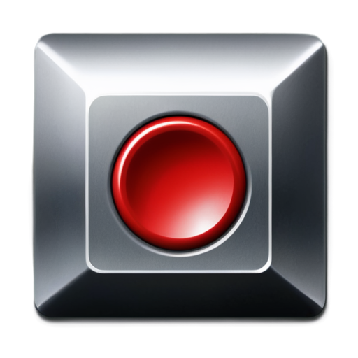 red button, computer games, square, vertical, minimalism, metal - icon | sticker