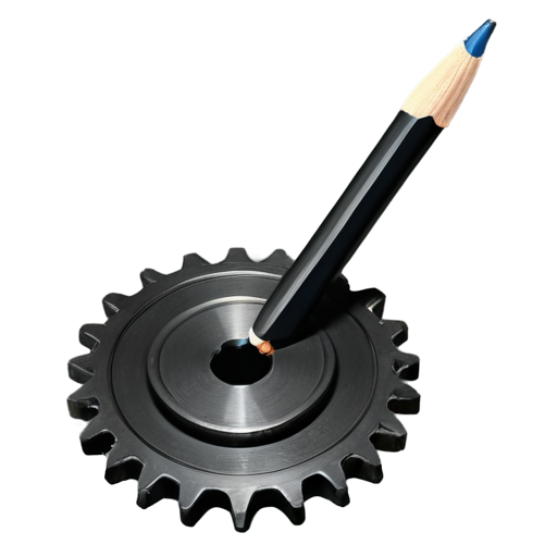 a gear with a single pencil - icon | sticker