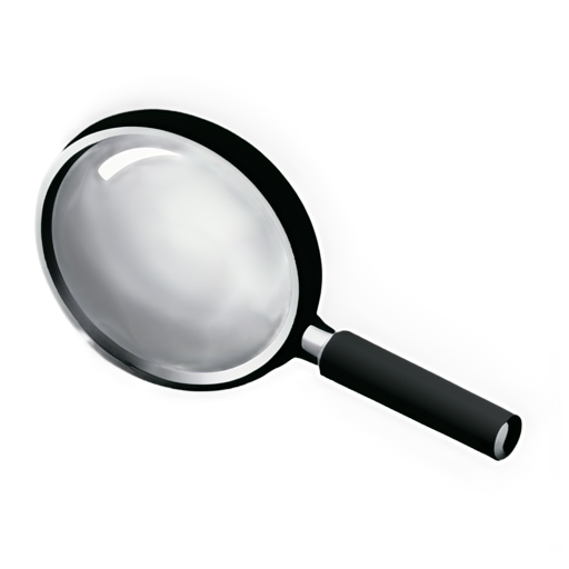 isometric magnifying glass, black and white - icon | sticker