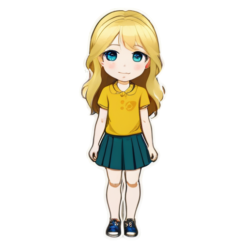 A full-length outfit for a tall, blue-eyed blonde in the following colors: honey, yellow, burgundy, pink, or leaf green. - icon | sticker