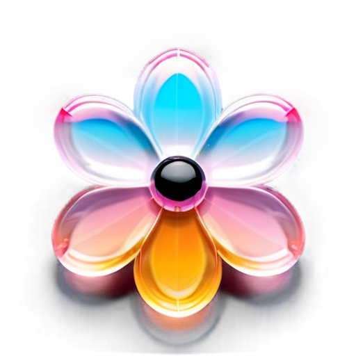 Glass transparent flowers on a pinkish background - icon | sticker