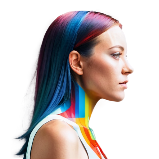 a half-profile headshot of a colorful digital figure in abstract style with a white background - icon | sticker