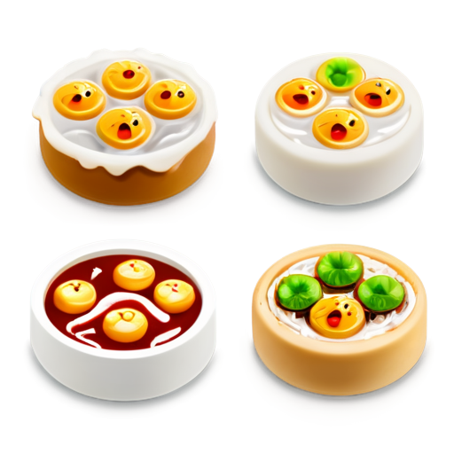 create a dimsum icon with emoticons and make it look like the dimsum is covered in smoking - icon | sticker