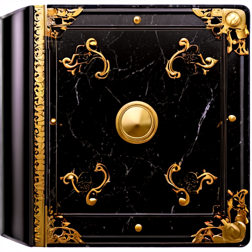 a complex digital book made of brass and black marble - icon | sticker