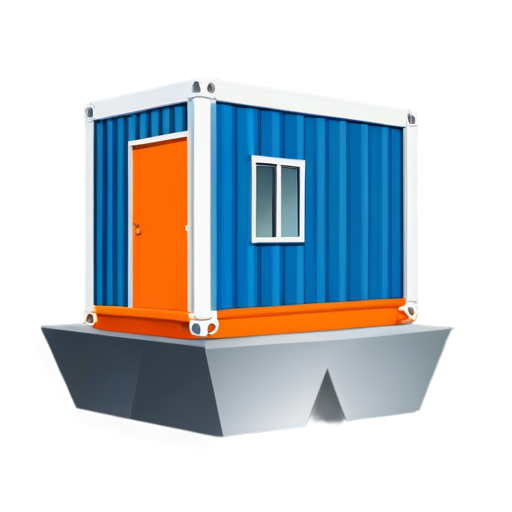 beautiful flat style logo design featuring container house, white and orange, blue, creative flat style logo design, trending on dribbble, featured on behance, portfolio, minimalistic flat design, exciting graphic design, 8k, high resolution vector logo, simple background, amazingly beautiful logo design, winner of the Best Logo Award - icon | sticker