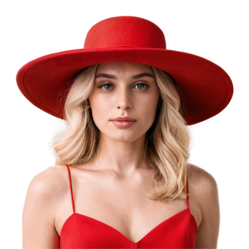 A blonde woman in a big red hat. Close-up. - icon | sticker