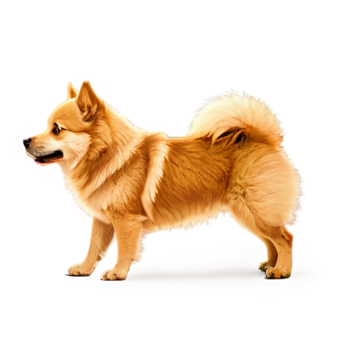 small spitz, no humans, no lineart, spitz full body, fitness, plank, from side, spitz looking right, simple background - icon | sticker