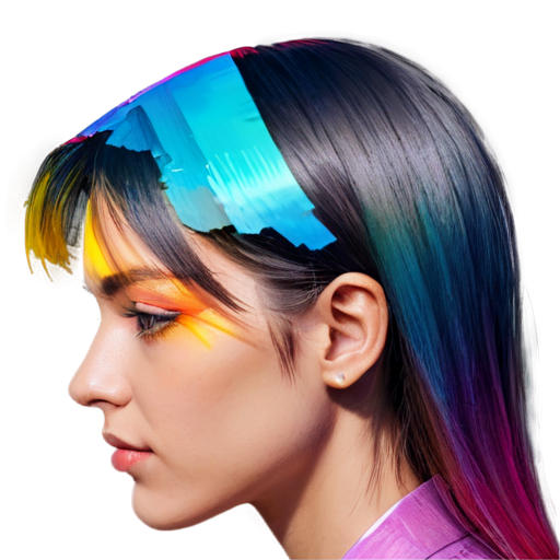 a colorful half-profile headshot of a virtual character with an abstract style - icon | sticker