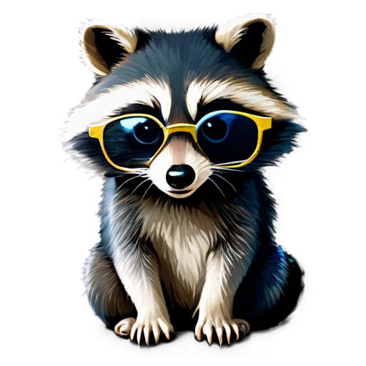 Snake-like raccoon, Glasses, Games, rgb, play on computer - icon | sticker