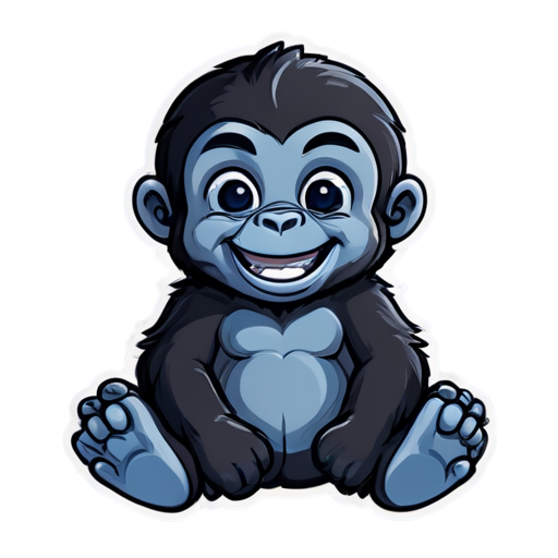 Sticker, Beautiful, kind gorilla, smiling - icon | sticker