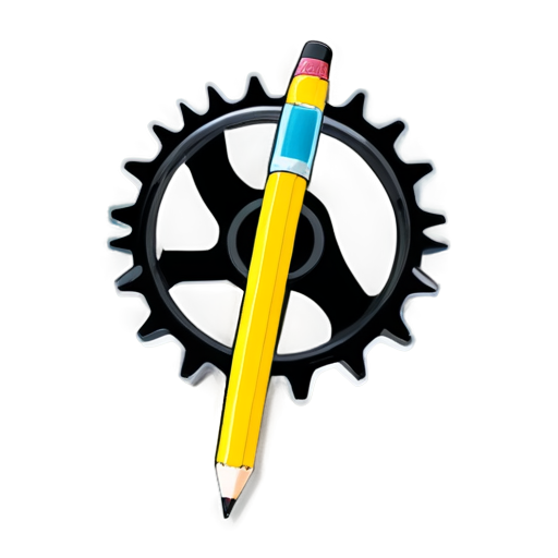 cog with pencil - icon | sticker