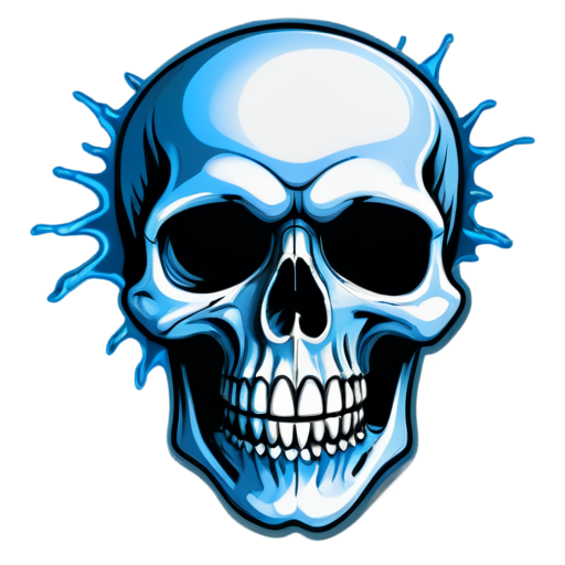 Scary Skull blue graffiti art on the wall - icon | sticker