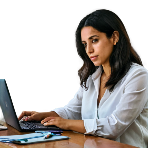 a brasilian woman at her desk - icon | sticker