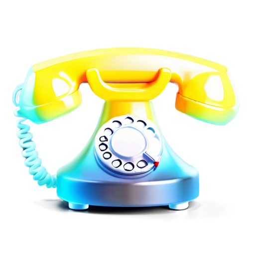 yellow telephone receiver in simple 3d style - icon | sticker