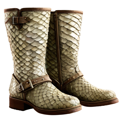 Medieval fantasy boots made of beige lizard scales, matte - icon | sticker