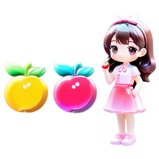 girl fruits in chocolate pink color - icon | sticker