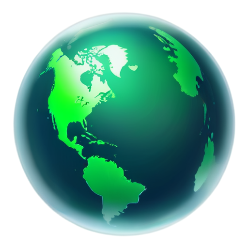 globe icon, internet icon, white color, emerald blue green background is monochromatic and the icon on it is white, light, shining - icon | sticker