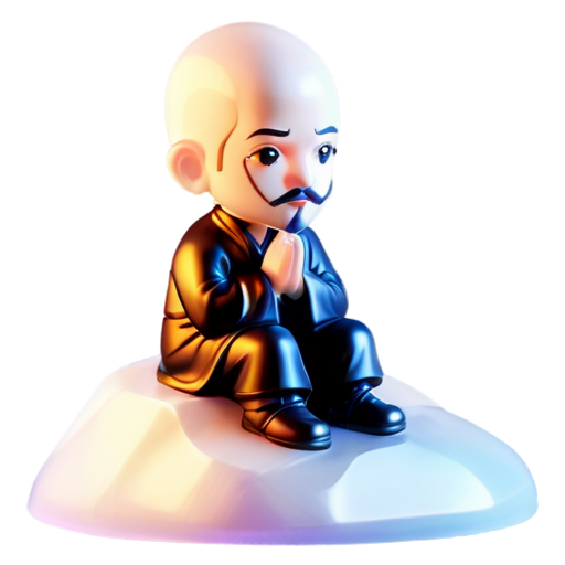 indian guru with bald head, moustache & beard sat on a mountain - icon | sticker