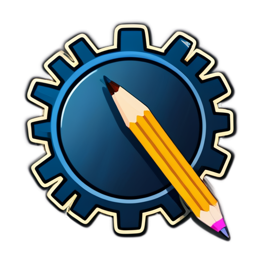 cog with pencil - icon | sticker