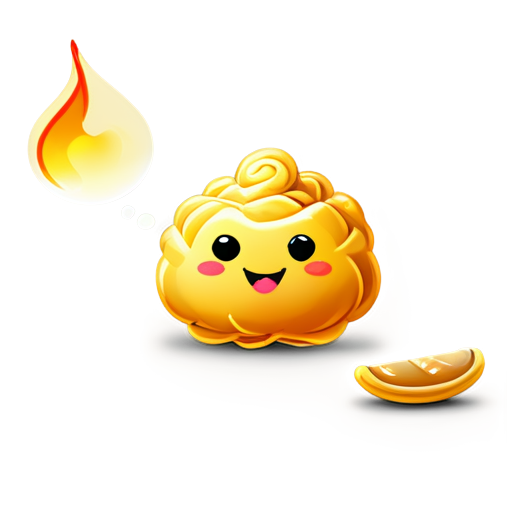 create a dim sum icon with emoticons and make it look like the dim sum is covered in fire and smoking - icon | sticker