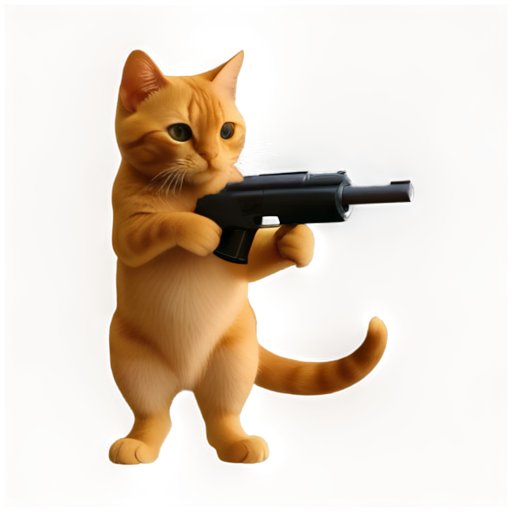 realistic cat with gun - icon | sticker