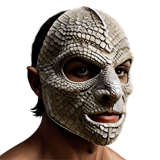 Medieval fantasy facemask made of beige lizard scales, matte - icon | sticker