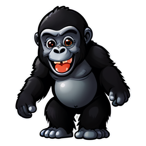 Sticker, Beautiful, kind gorilla, smiling - icon | sticker