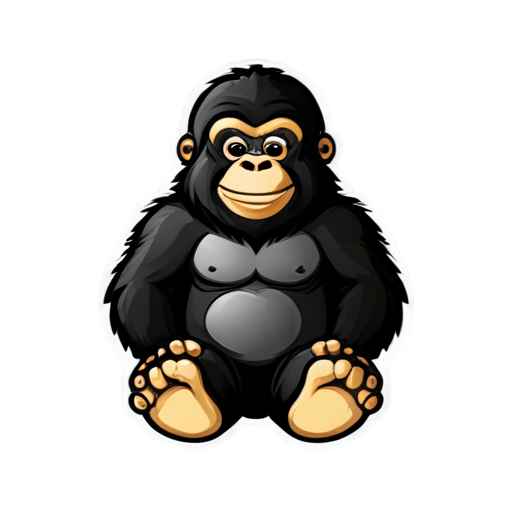 Sticker, Beautiful, kind gorilla, smiling - icon | sticker