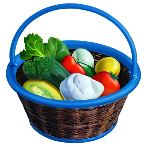 basket with products in blue and light blue colors - icon | sticker