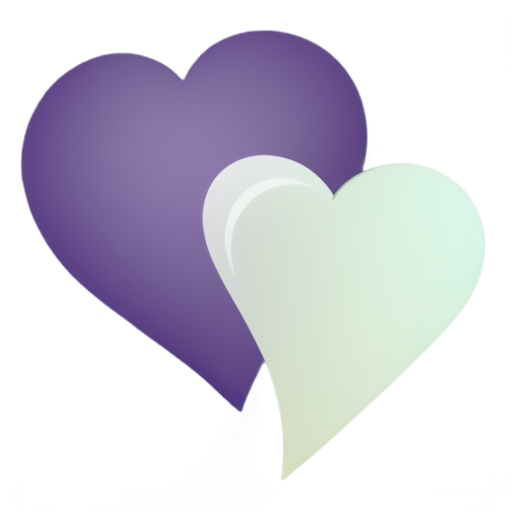 Purple Heart and shyness, love Together with the rotated triangle - icon | sticker