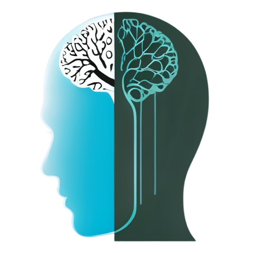 Create an avatar for a psychology blog aimed at a mixed audience (both men and women). The image should convey trust, professionalism, and warmth. Include a symbol of psychology, like a silhouette of a head with a neural network or a stylized brain, surrounded by calm, neutral colors (such as soft blues, greens, and grays). The background should be light, clean, and minimalist, so as not to distract from the main image. - icon | sticker