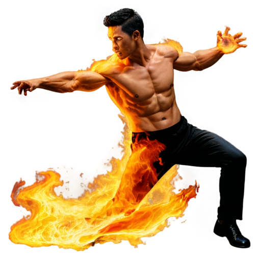 Wasian Man on Fire (Controlling it) (Not burning) (Human Torch) 🔥 - icon | sticker