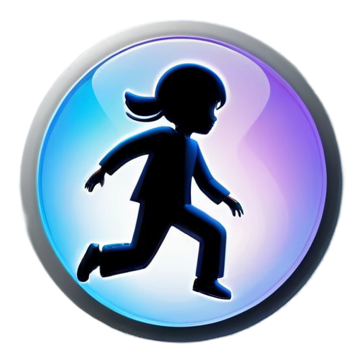 Icon Design: A circular icon with a blue background, featuring a silhouette of a character in mid-jump. There are curved motion lines above the character and a small ripple effect below, indicating takeoff. The icon’s colors are bright with subtle shadows to give it depth. Text Label: If needed, "Jump" can be displayed beside the icon in a simple white font. - icon | sticker