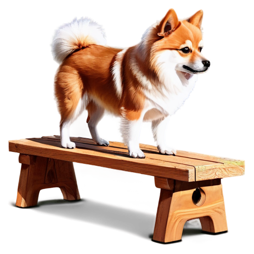 small spitz on fitness plank from side, no humans, no lineart, spitz full body, simple background - icon | sticker