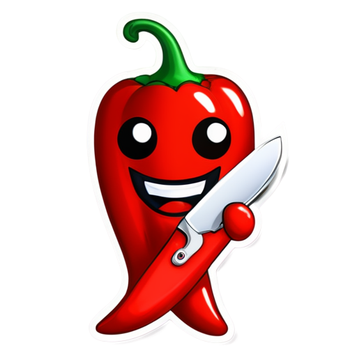 Chili emoji holding a knife - icon | sticker