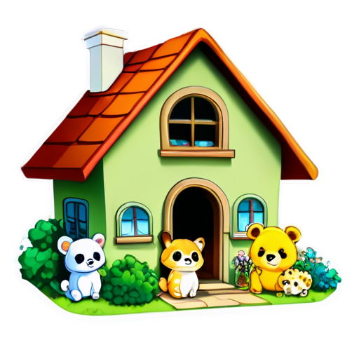 The way animals are gathered inside the house - icon | sticker