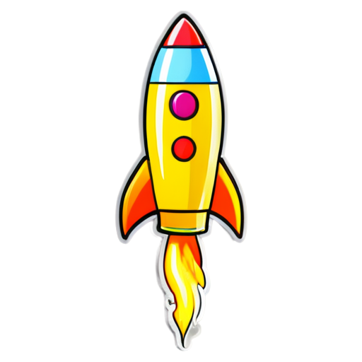 Draw a neon rocket 80s - icon | sticker