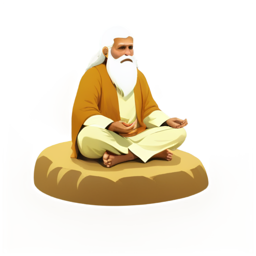 indian guru sat on a mountain - icon | sticker