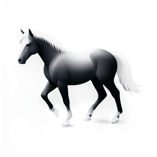 isometric horse icon, black and white, flat - icon | sticker