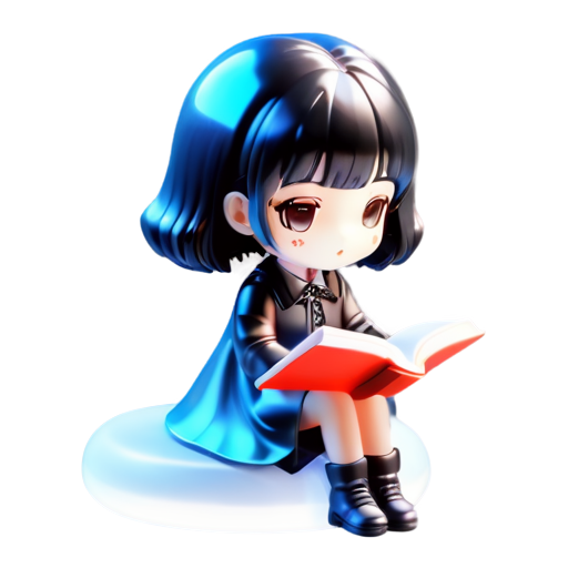 goth anime girl reading book - icon | sticker