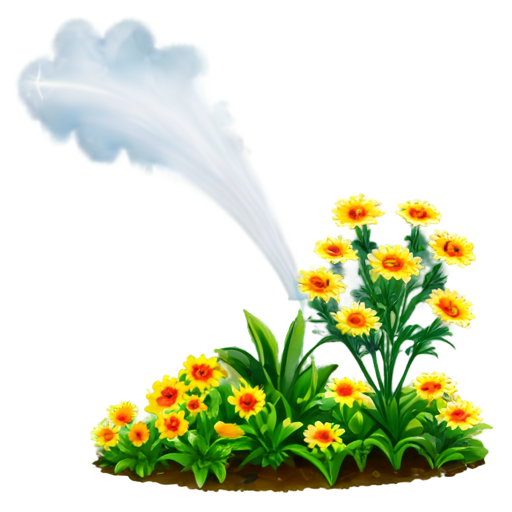 automatic watering of beautiful plants in the garden - icon | sticker