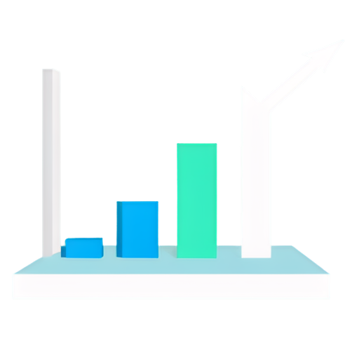 A growing bar chart with an arrow showing the trend and a notepad in the bottom right corner. - icon | sticker