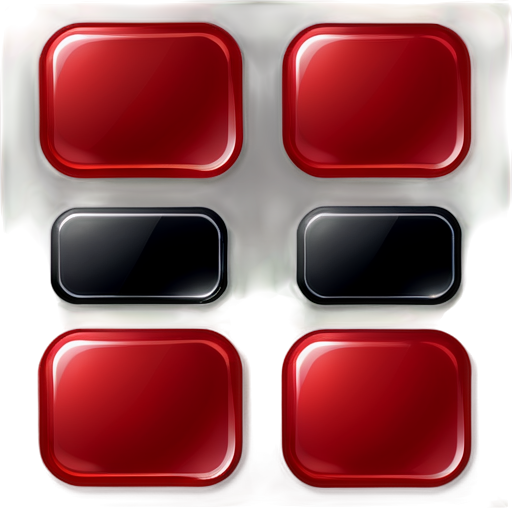 red button, rectangular, rounded, game button, for computer game - icon | sticker